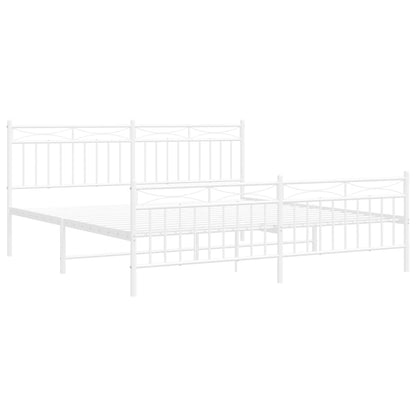 Bedframe Met Hoofd- En Voeteneinde Metaal 183x213 cm Wit met hoofdbord & voetbord
