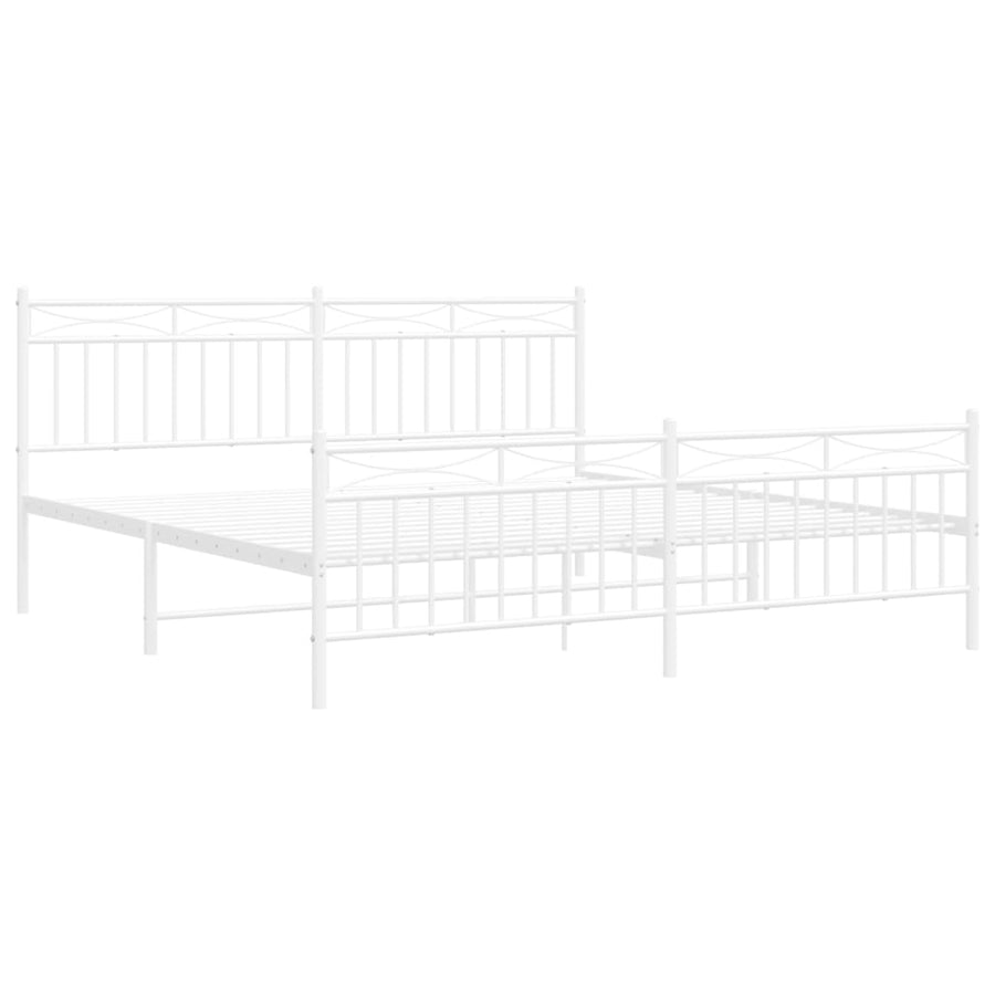 Bedframe Met Hoofd- En Voeteneinde Metaal 183x213 cm Wit met hoofdbord & voetbord