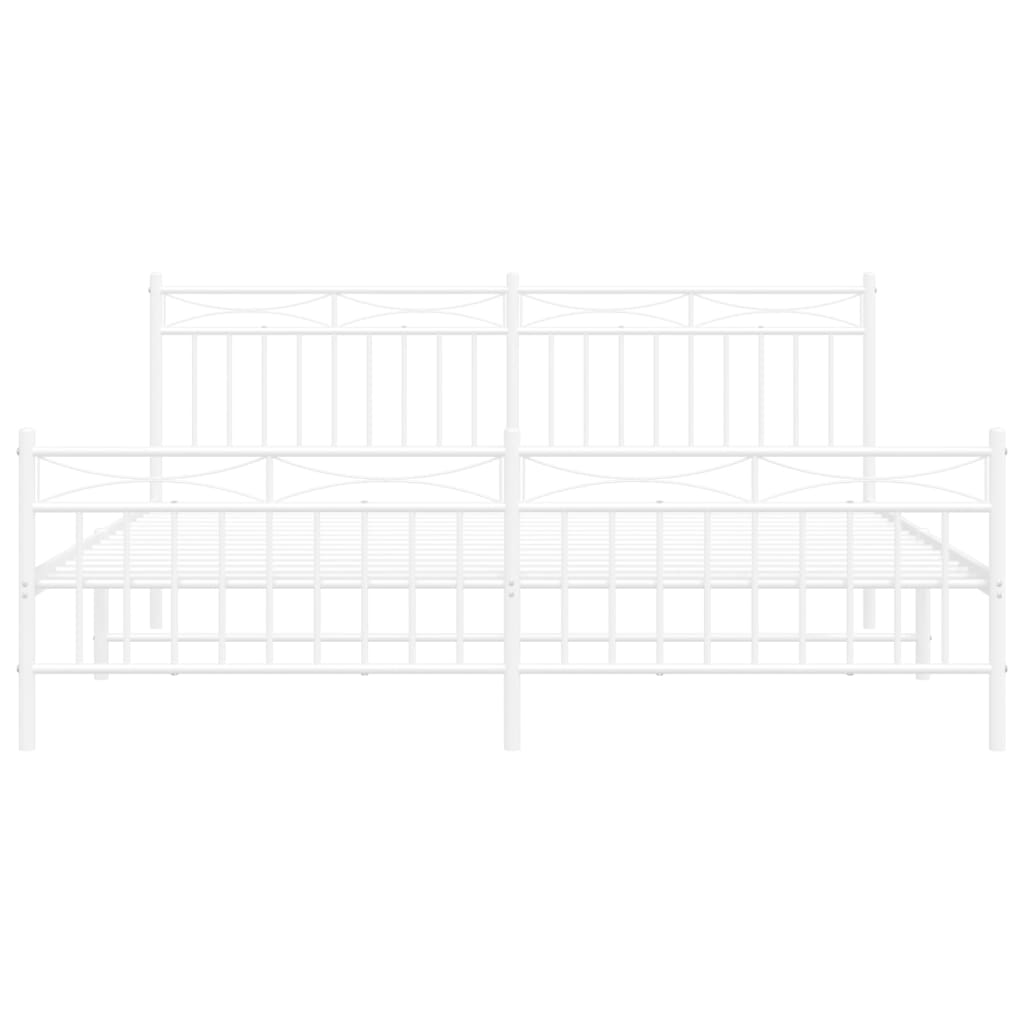 Bedframe Met Hoofd- En Voeteneinde Metaal 183x213 cm Wit met hoofdbord & voetbord