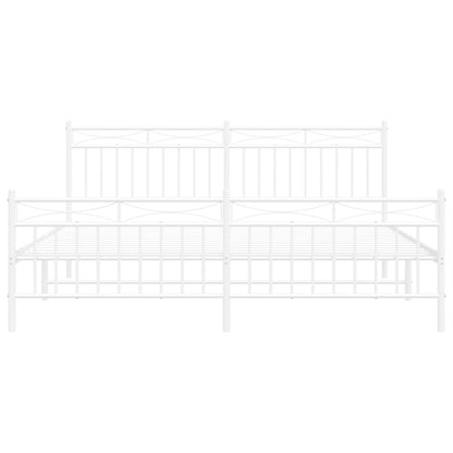 Bedframe Met Hoofd- En Voeteneinde Metaal 183x213 cm Wit met hoofdbord & voetbord