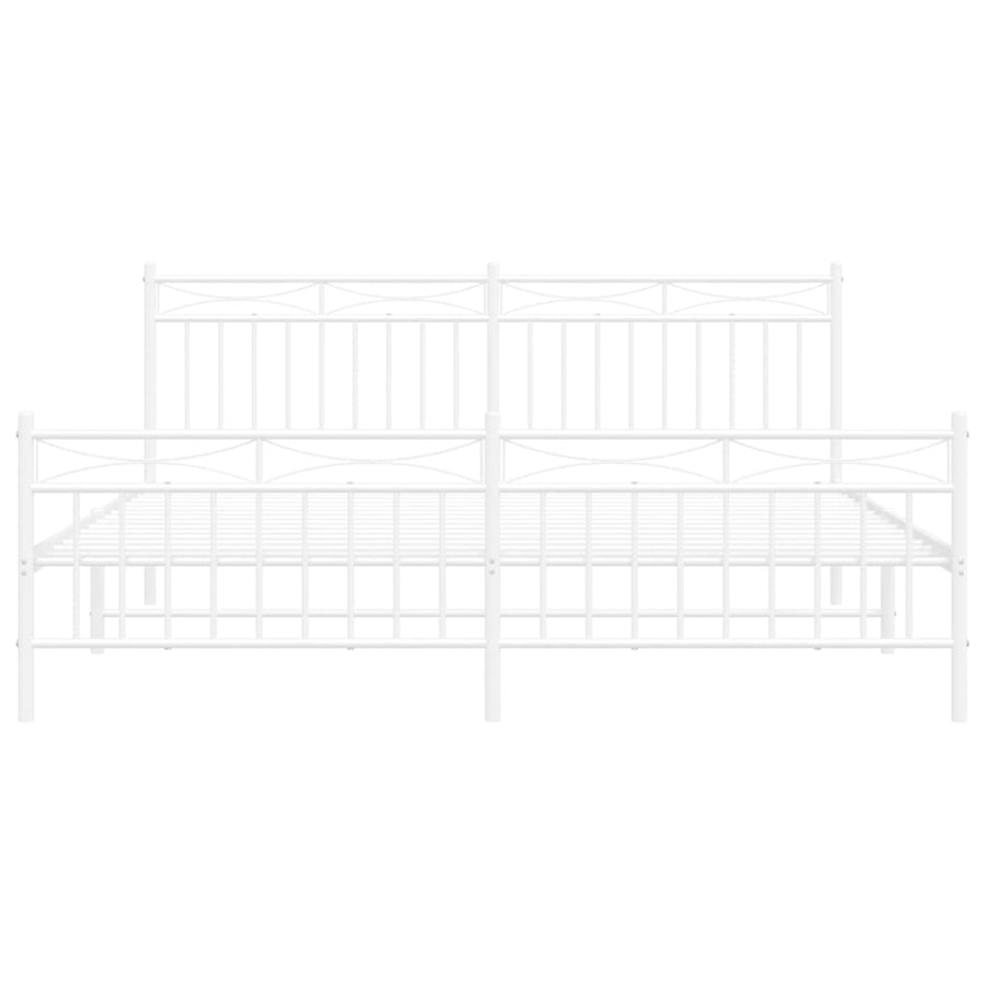Bedframe Met Hoofd- En Voeteneinde Metaal 183x213 cm Wit met hoofdbord & voetbord