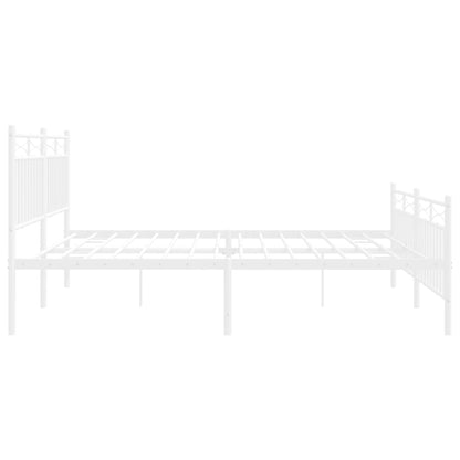 Bedframe Met Hoofd- En Voeteneinde Metaal 183x213 cm Wit met hoofdbord & voetbord