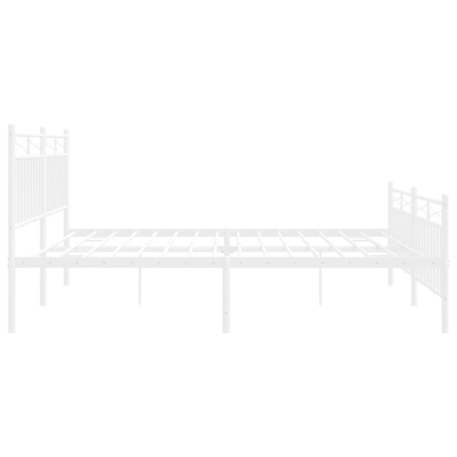 Bedframe Met Hoofd- En Voeteneinde Metaal 183x213 cm Wit met hoofdbord & voetbord