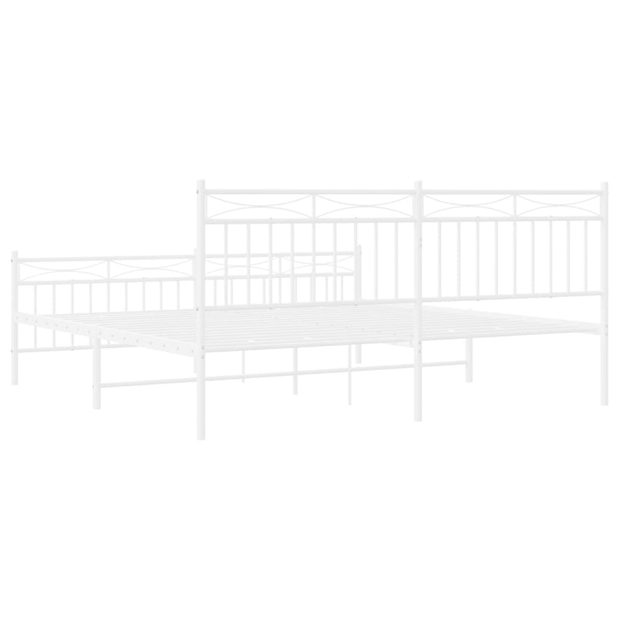 Bedframe Met Hoofd- En Voeteneinde Metaal 183x213 cm Wit met hoofdbord & voetbord