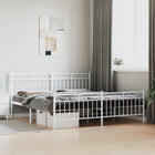 White Metal Bed Frame with Headboard and Footboard 183x213 cm