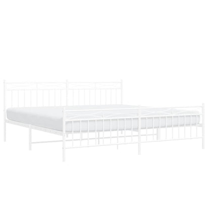 Bedframe Met Hoofd- En Voeteneinde Metaal 193x203 cm Wit met hoofdbord & voetbord