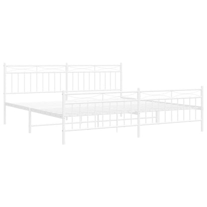 Bedframe Met Hoofd- En Voeteneinde Metaal 193x203 cm Wit met hoofdbord & voetbord