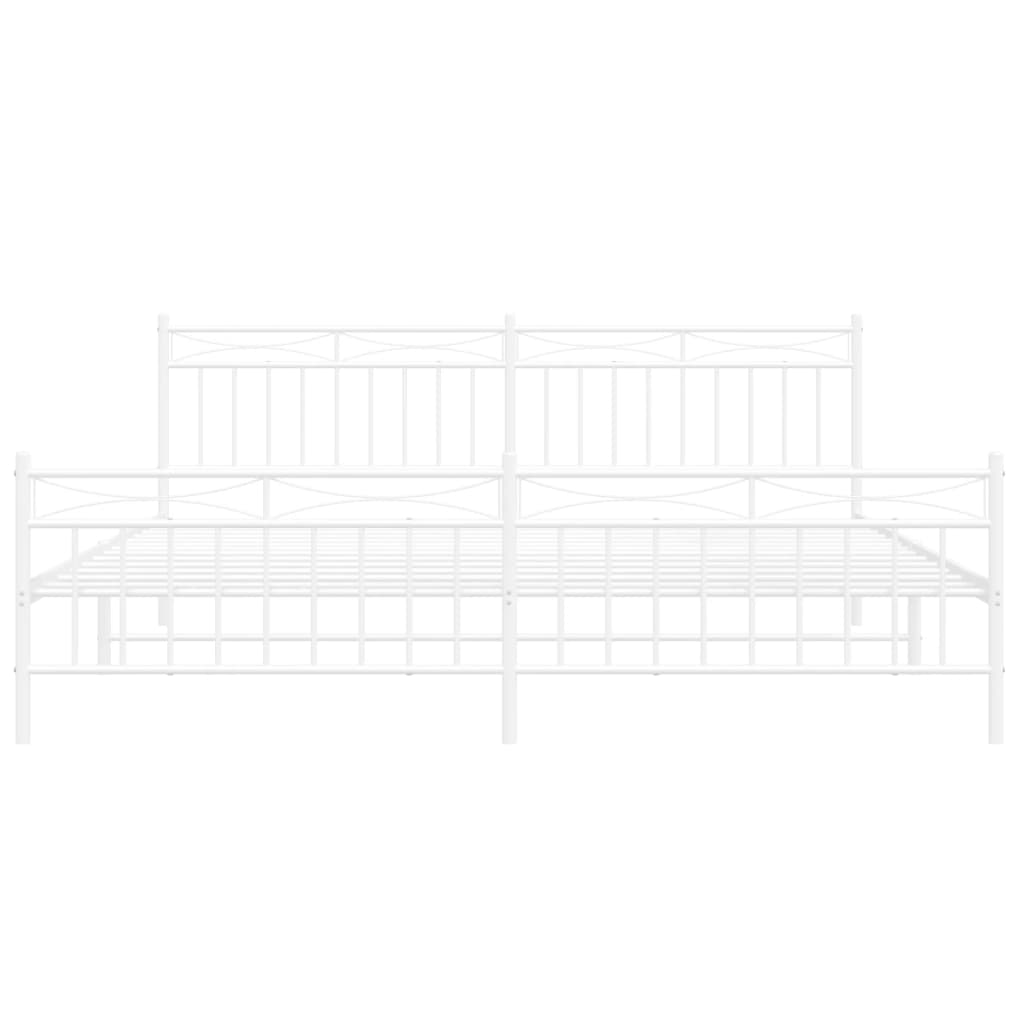 Bedframe Met Hoofd- En Voeteneinde Metaal 193x203 cm Wit met hoofdbord & voetbord