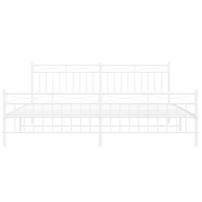 Bedframe Met Hoofd- En Voeteneinde Metaal 193x203 cm Wit met hoofdbord & voetbord