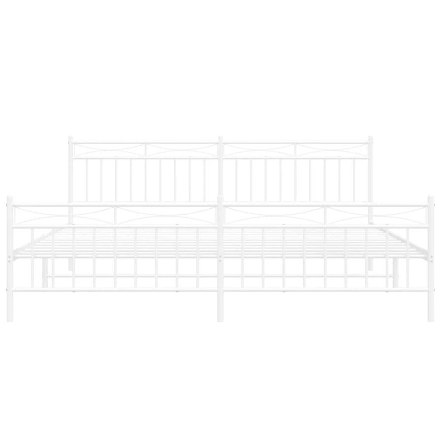 Bedframe Met Hoofd- En Voeteneinde Metaal 193x203 cm Wit met hoofdbord & voetbord