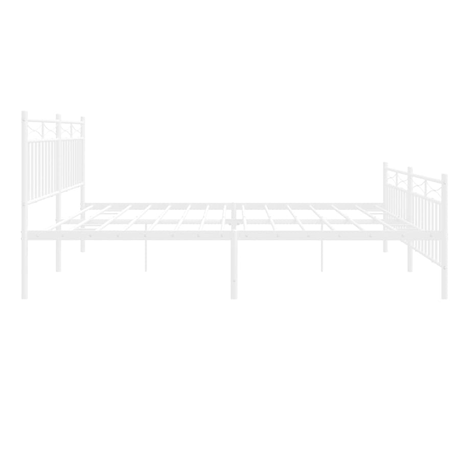Bedframe Met Hoofd- En Voeteneinde Metaal 193x203 cm Wit met hoofdbord & voetbord