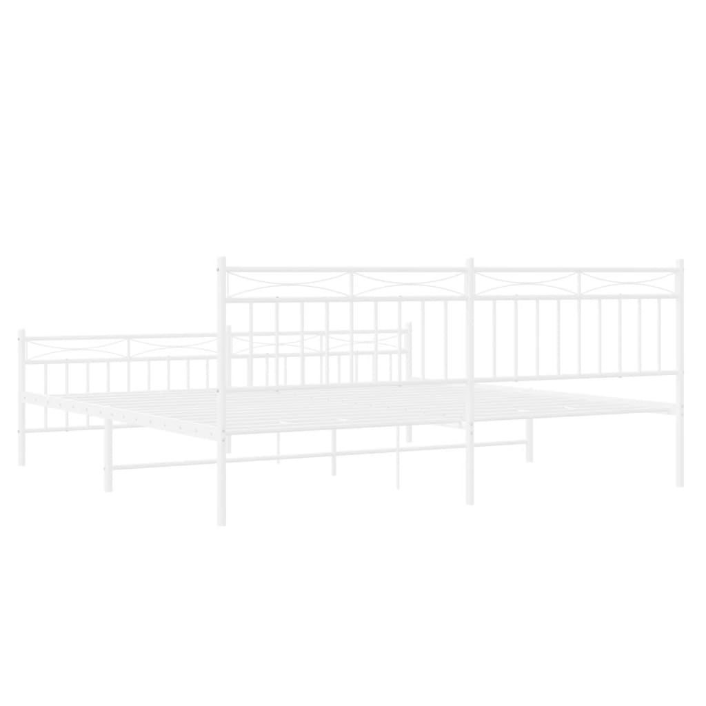 Bedframe Met Hoofd- En Voeteneinde Metaal 193x203 cm Wit met hoofdbord & voetbord