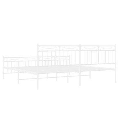 Bedframe Met Hoofd- En Voeteneinde Metaal 193x203 cm Wit met hoofdbord & voetbord