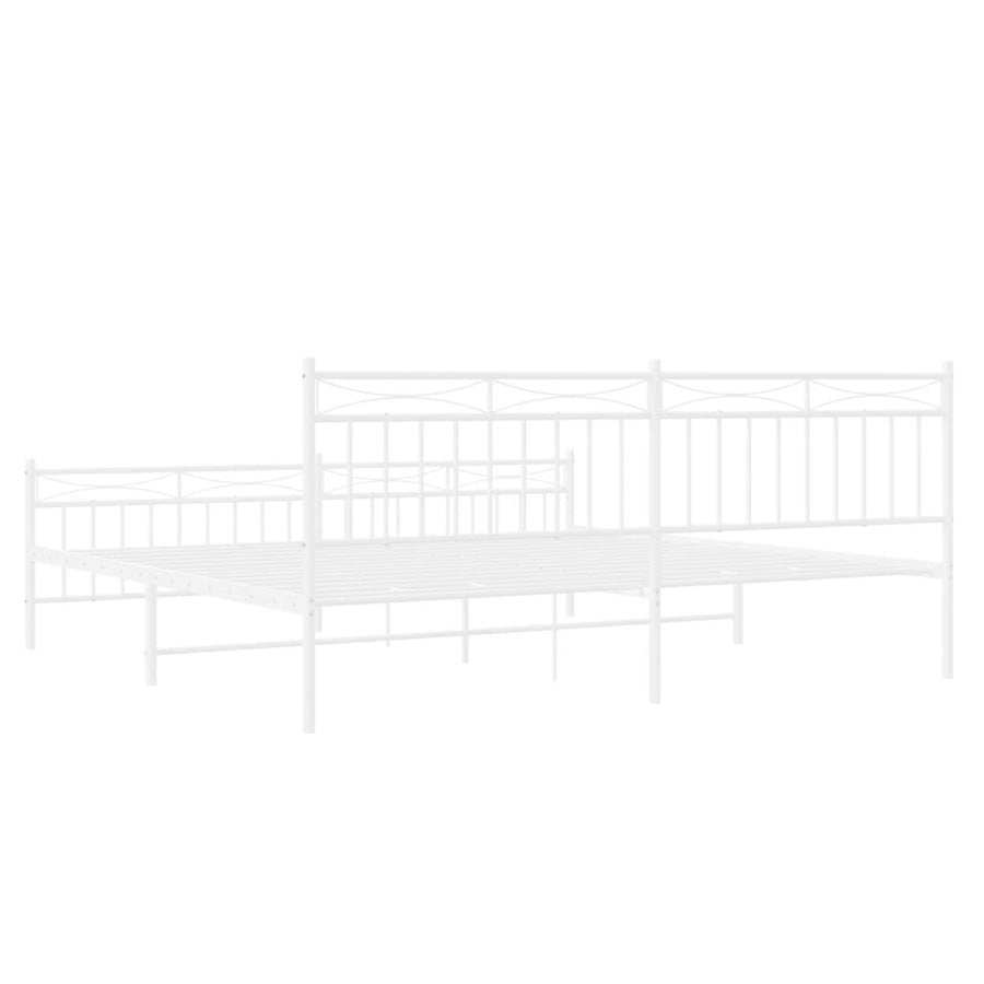 Bedframe Met Hoofd- En Voeteneinde Metaal 193x203 cm Wit met hoofdbord & voetbord