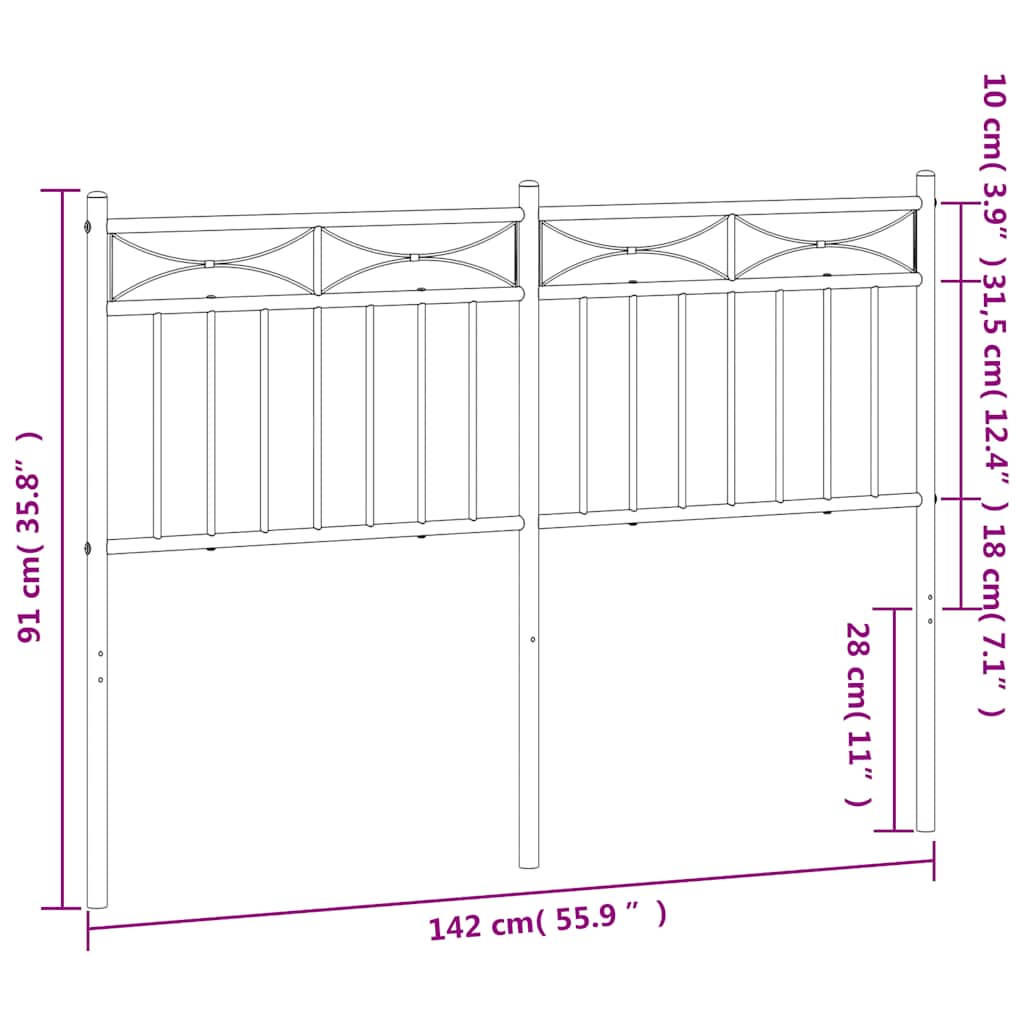 Hoofdbord Metaal 135 cm