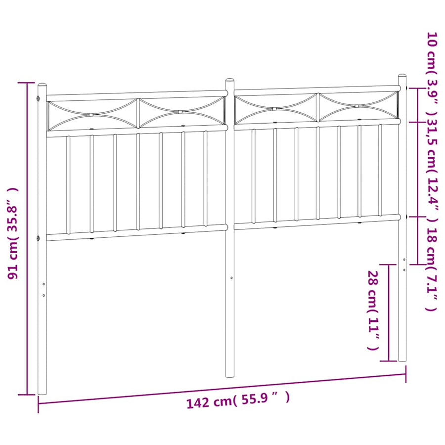 Hoofdbord Metaal 135 cm
