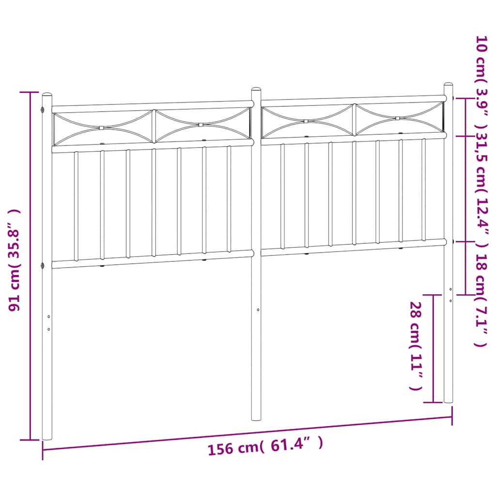 Hoofdbord 150 cm metaal wit