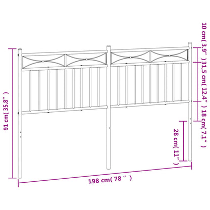 Hoofdbord Metaal 193 cm Wit