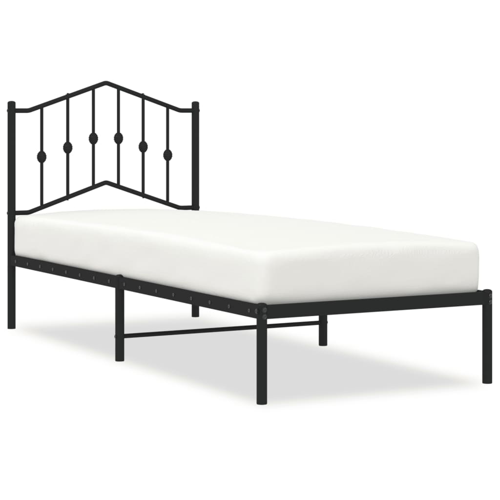 Bedframe Metaal 80 x 200 cm Zwart met hoofdbord