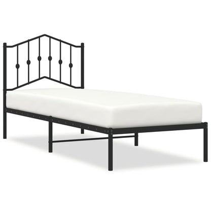 Bedframe Metaal 80 x 200 cm Zwart met hoofdbord