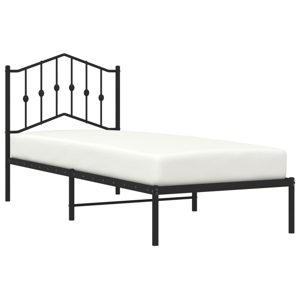 Bedframe Metaal 80 x 200 cm Zwart met hoofdbord
