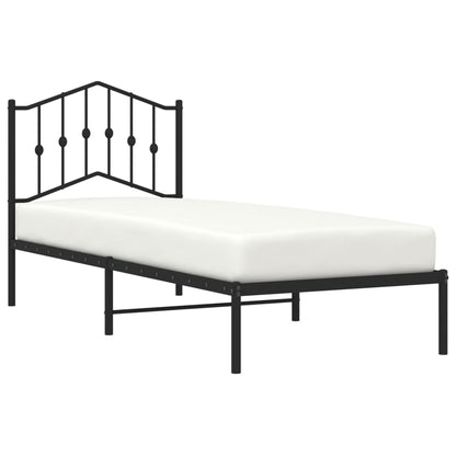 Bedframe Metaal 80 x 200 cm Zwart met hoofdbord