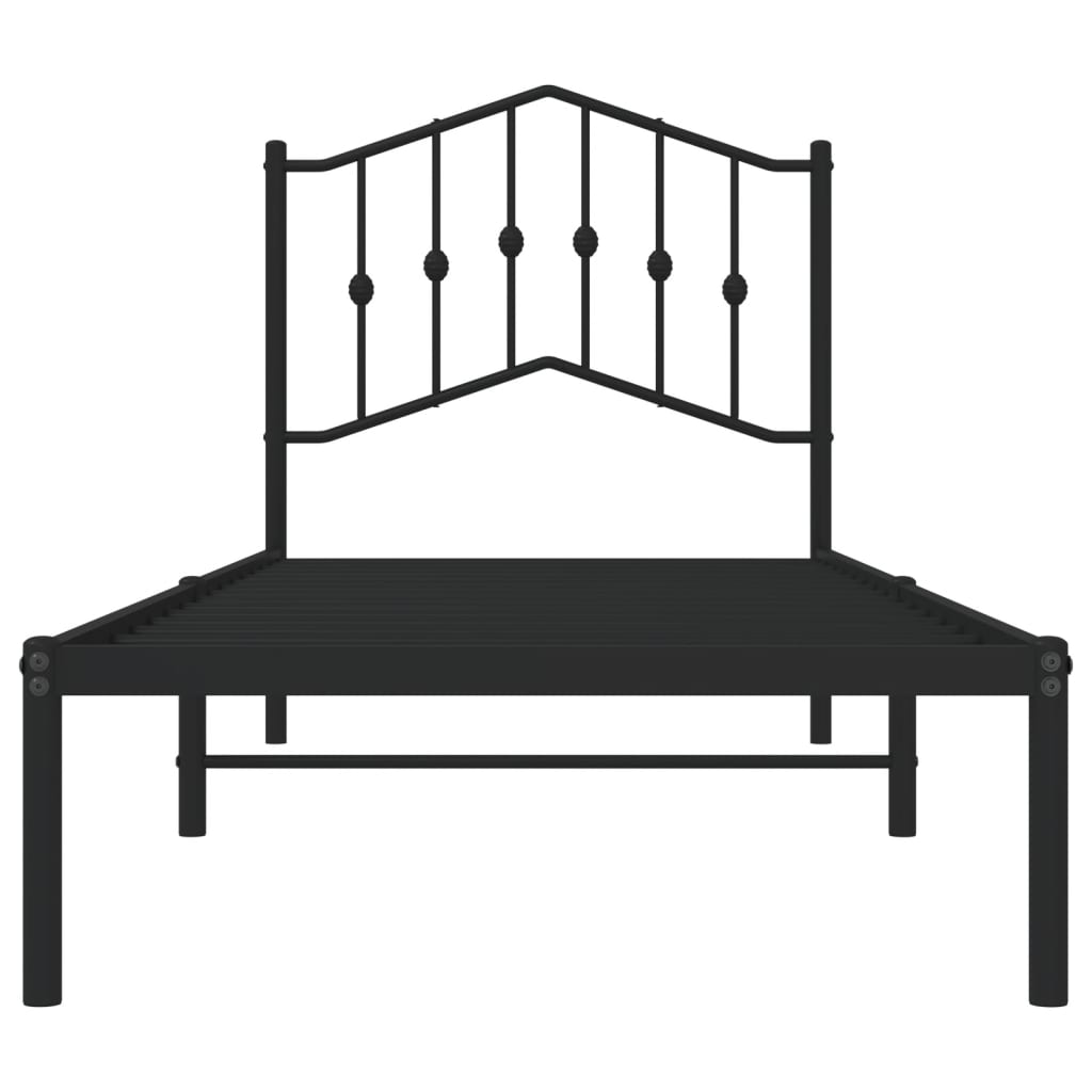 Bedframe Metaal 80 x 200 cm Zwart met hoofdbord