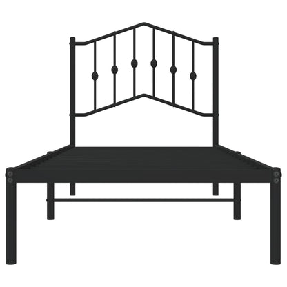 Bedframe Metaal 80 x 200 cm Zwart met hoofdbord