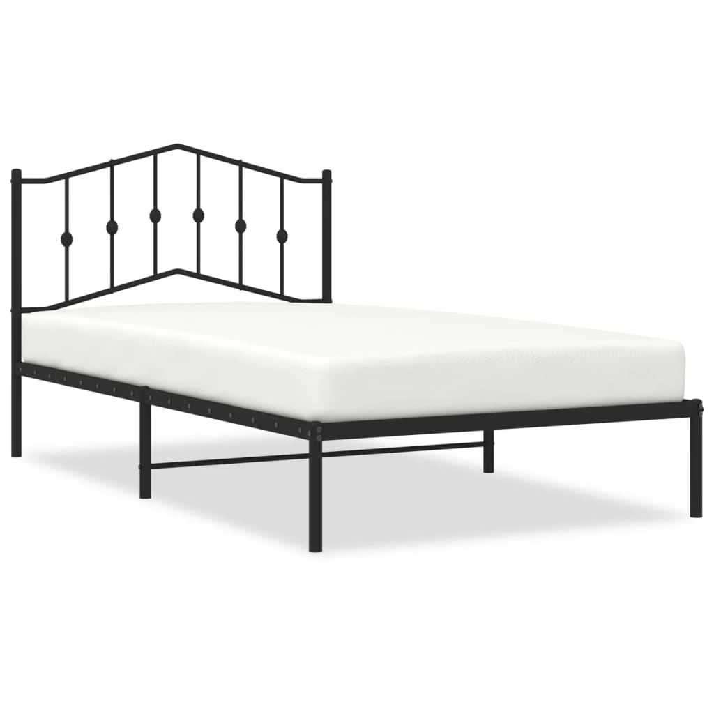Bedframe Metaal 107 x 203 cm Zwart met hoofdbord
