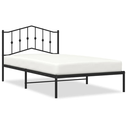 Bedframe Metaal 107 x 203 cm Zwart met hoofdbord