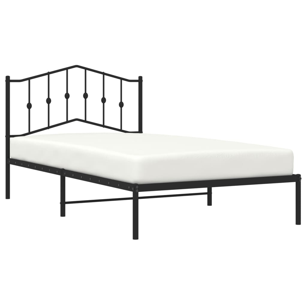 Bedframe Metaal 107 x 203 cm Zwart met hoofdbord