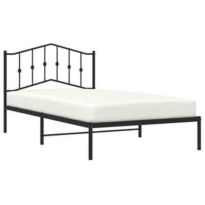 Bedframe Metaal 107 x 203 cm Zwart met hoofdbord