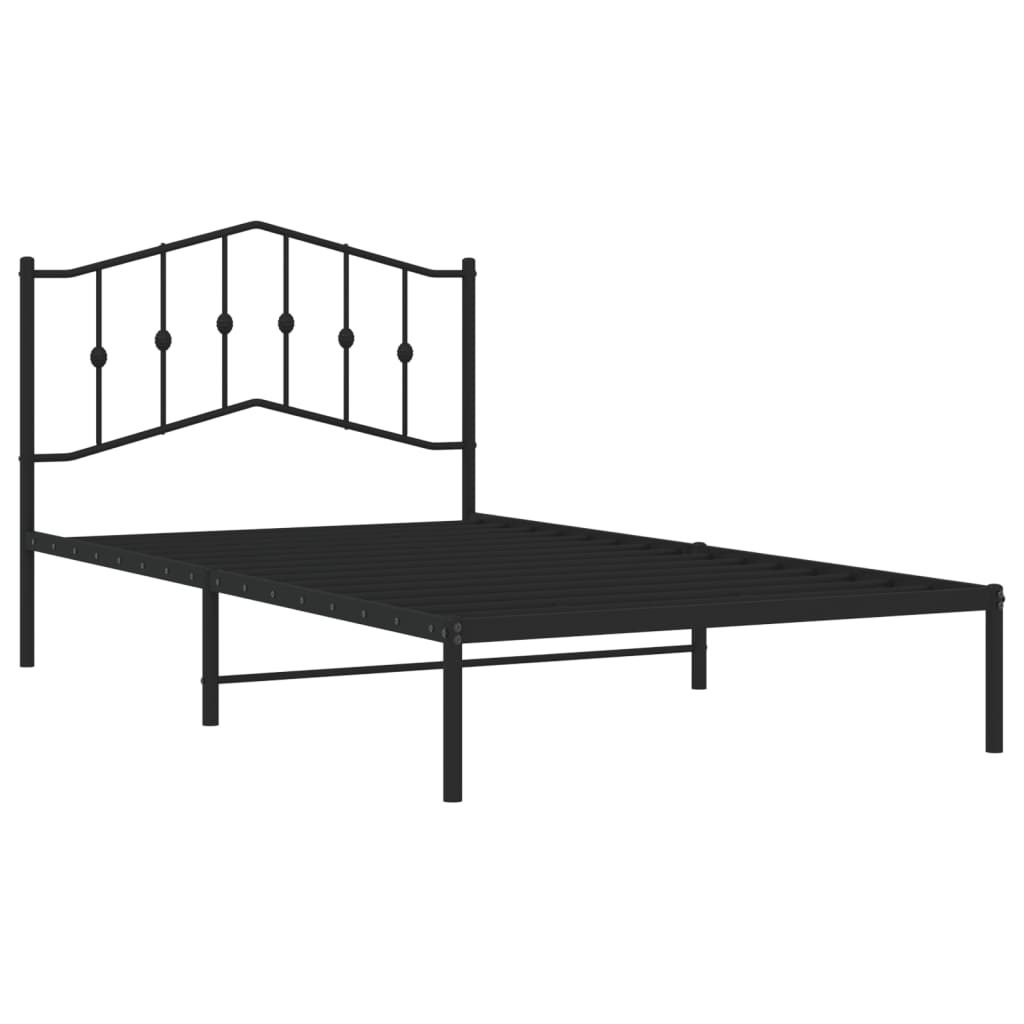 Bedframe Metaal 107 x 203 cm Zwart met hoofdbord
