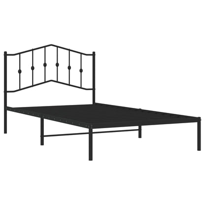 Bedframe Metaal 107 x 203 cm Zwart met hoofdbord