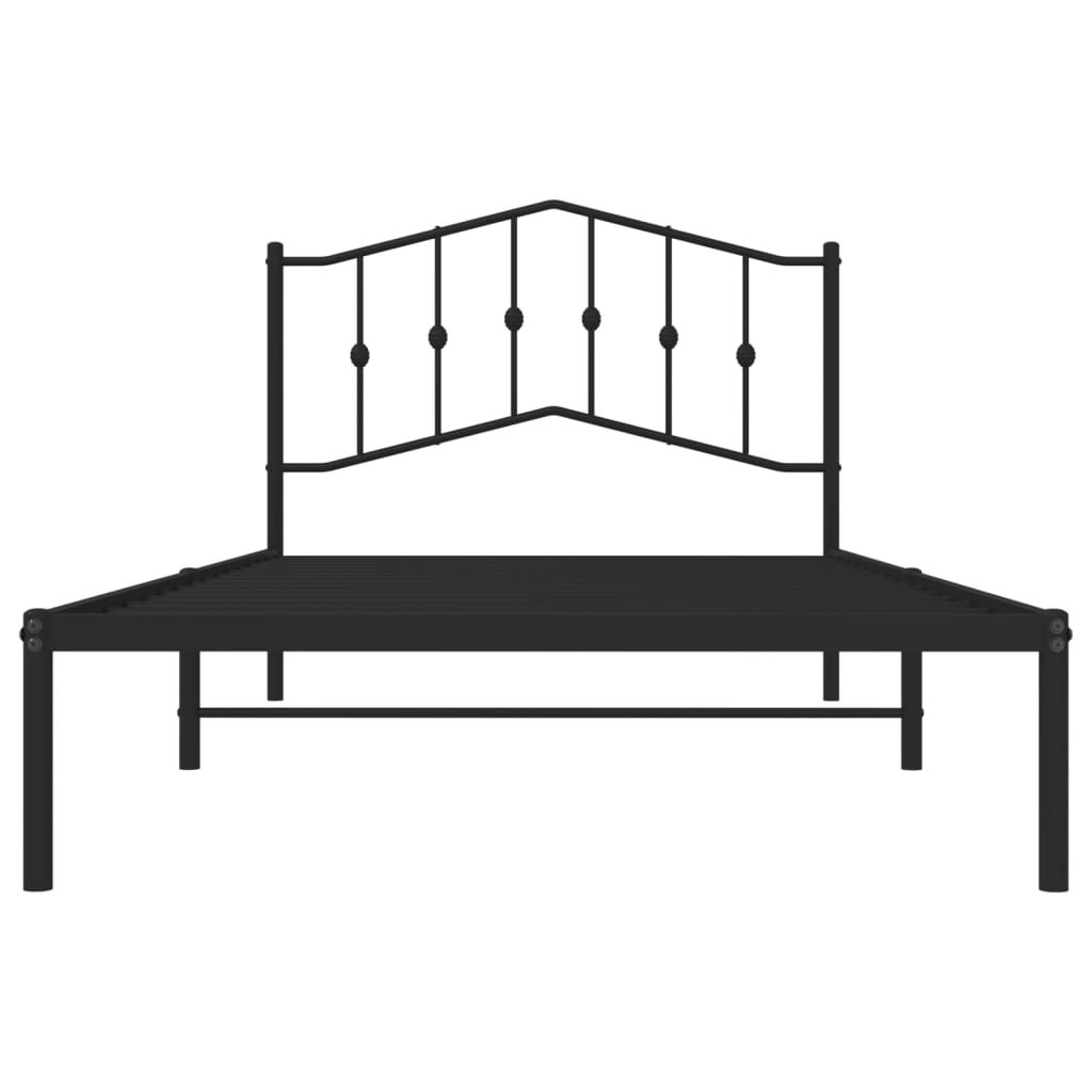 Bedframe Metaal 107 x 203 cm Zwart met hoofdbord