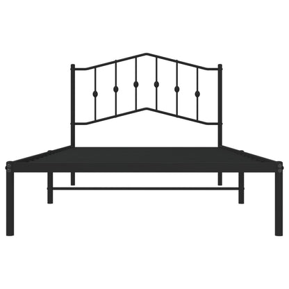 Bedframe Metaal 107 x 203 cm Zwart met hoofdbord