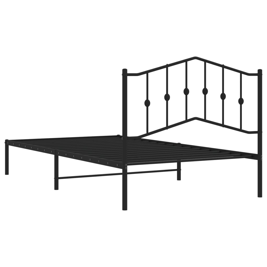 Bedframe Metaal 107 x 203 cm Zwart met hoofdbord