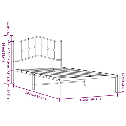 Bedframe Metaal 107 x 203 cm Zwart met hoofdbord