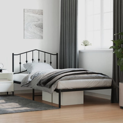 Bedframe Metaal 107 x 203 cm Zwart met hoofdbord