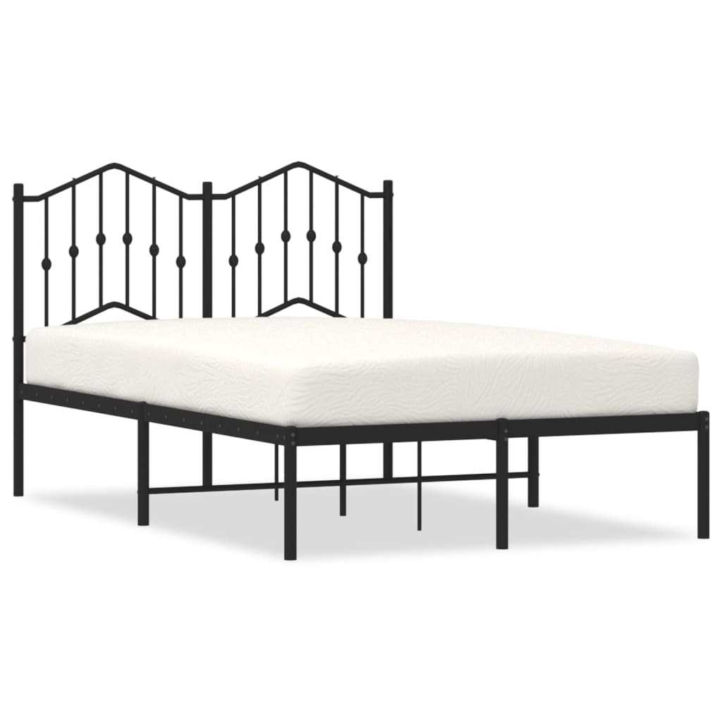 Bedframe met hoofdbord metaal zwart 120x190 cm 120 x 190 cm Zwart met hoofdbord