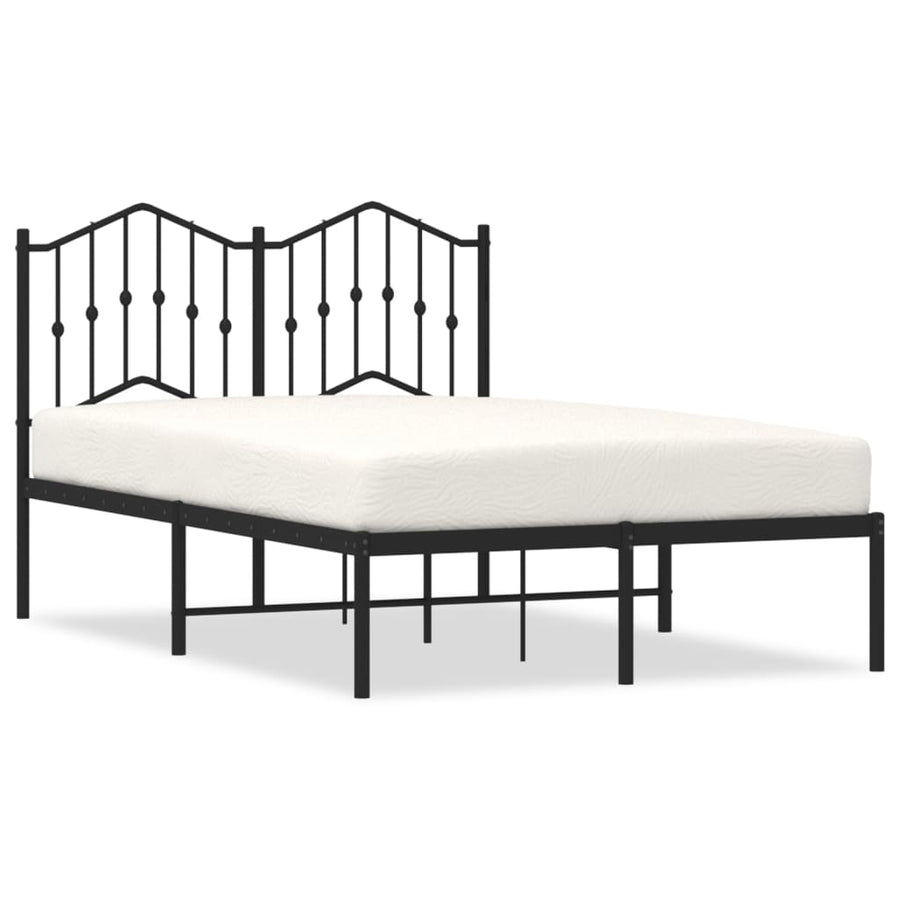 Bedframe met hoofdbord metaal zwart 120x190 cm 120 x 190 cm Zwart met hoofdbord