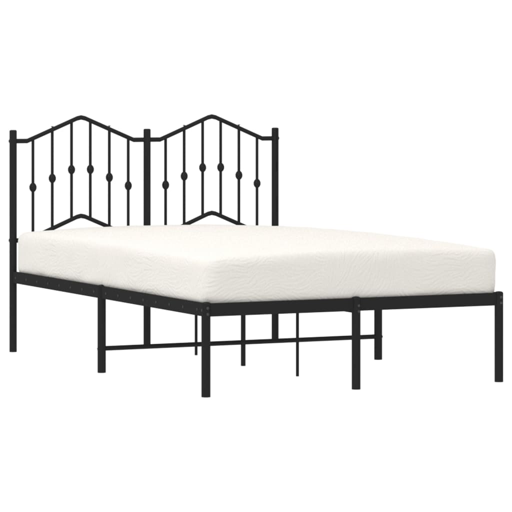 Bedframe met hoofdbord metaal zwart 120x190 cm 120 x 190 cm Zwart met hoofdbord