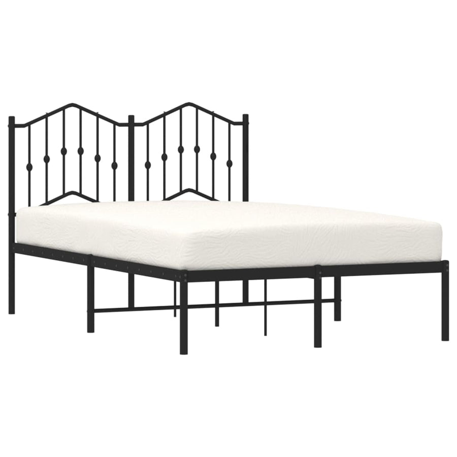 Bedframe met hoofdbord metaal zwart 120x190 cm 120 x 190 cm Zwart met hoofdbord