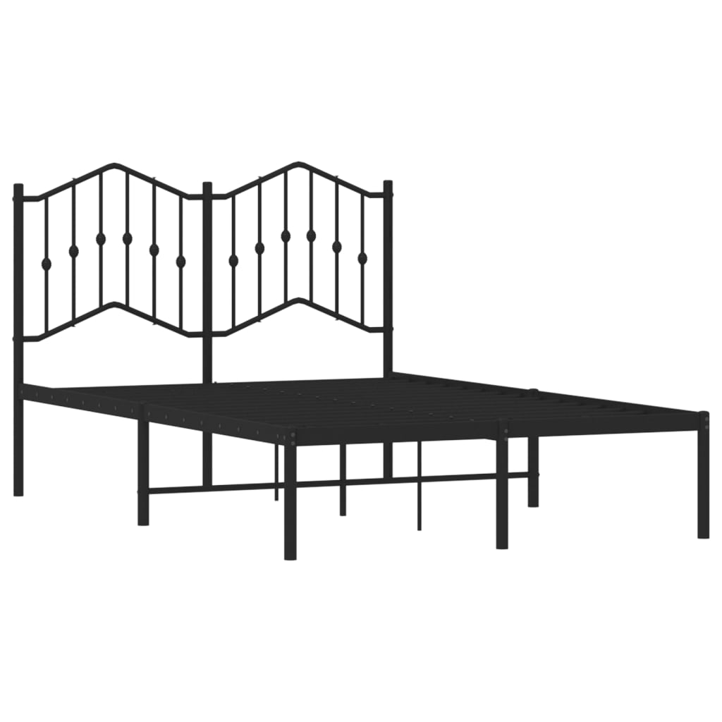 Bedframe met hoofdbord metaal zwart 120x190 cm 120 x 190 cm Zwart met hoofdbord