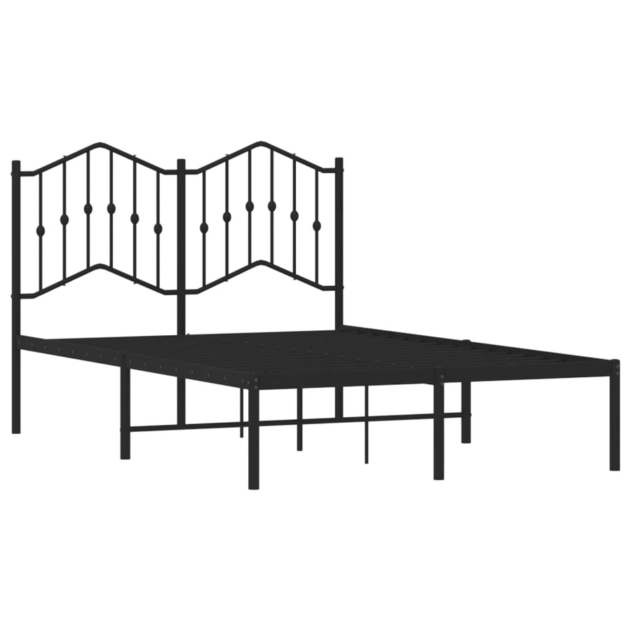 Bedframe met hoofdbord metaal zwart 120x190 cm 120 x 190 cm Zwart met hoofdbord