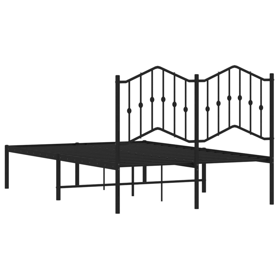 Bedframe met hoofdbord metaal zwart 120x190 cm 120 x 190 cm Zwart met hoofdbord