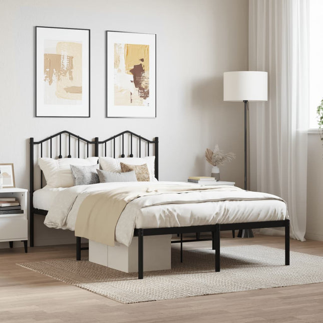 Bedframe met hoofdbord metaal zwart 120x190 cm 120 x 190 cm Zwart met hoofdbord