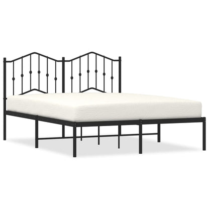 Bedframe Metaal 135 x 190 cm Zwart met hoofdbord