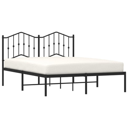 Bedframe Metaal 135 x 190 cm Zwart met hoofdbord