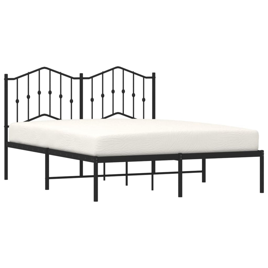Bedframe Metaal 135 x 190 cm Zwart met hoofdbord